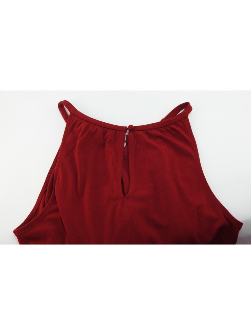 White House Black Market Red Sleeveless Blouson Keyhole Top Medium Stretch - Picture 11 of 13